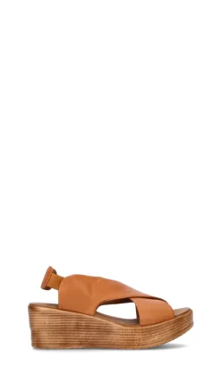 BUENO Zeppa donna arancione in pelle