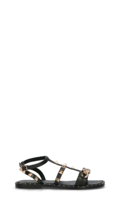GAUDI' Sandalo donna nero/oro in pelle