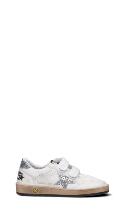 GOLDEN GOOSE - BALL STAR STRAP Sneaker ragazza bianca/argento in pelle