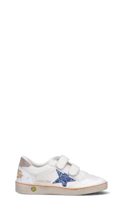 GOLDEN GOOSE - BALL STAR STRAP Sneaker ragazza bianca/azzurra in pelle