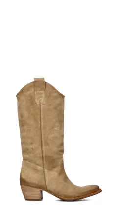 RABARBARO Stivale texano donna beige in suede