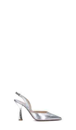 REBECCA VAN DICK Slingback donna argento in pelle