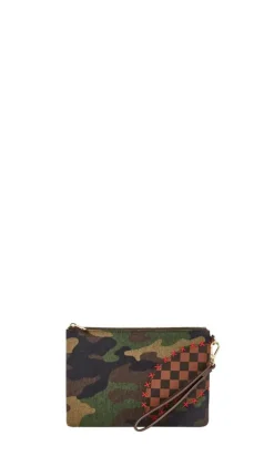 SPRAYGROUND SHARK SHAPE CHECK Bustina camouflage/marrone